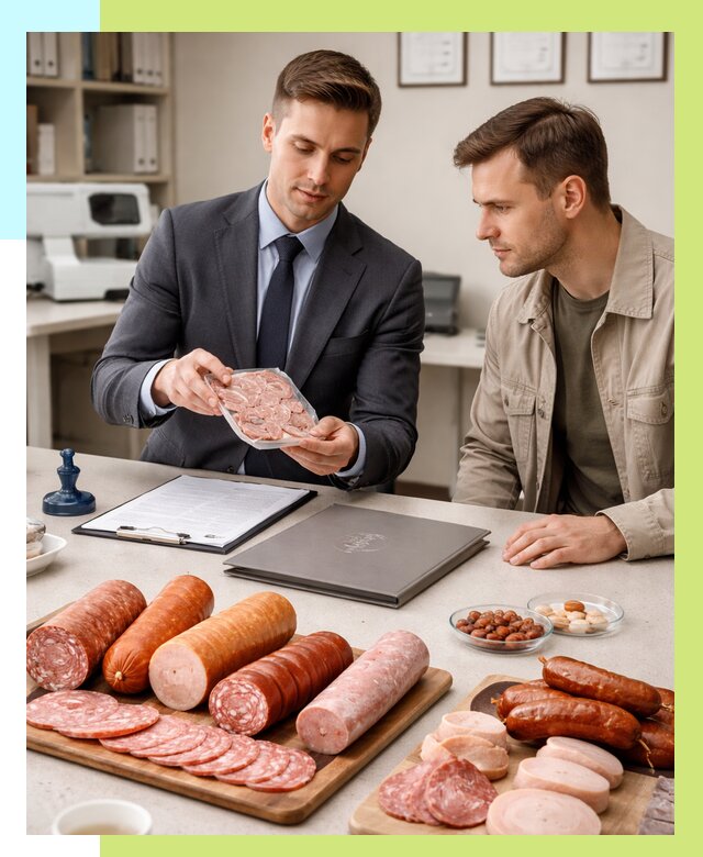 Сертификация колбасных изделий в Холмске от 7703 р. | Алешин-Хлм