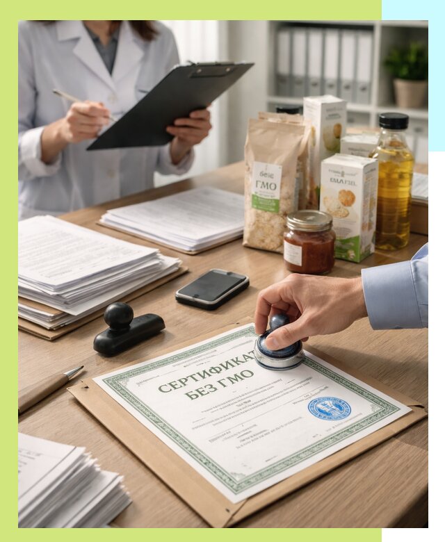 Получение сертификата Без ГМО для продукции в Холмске